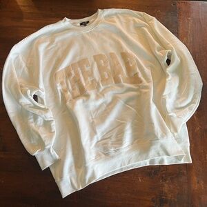 New THE BAR White/Tan Varsity Sweatshirt XL